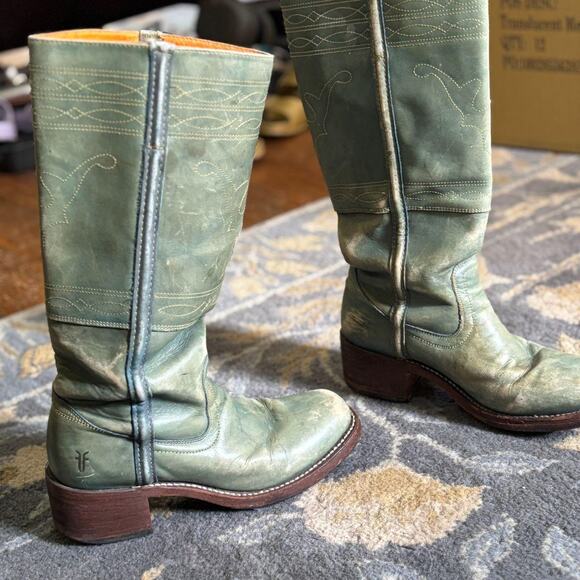 Vintage teal Frye 14L campus boots - Picture 5 of 7
